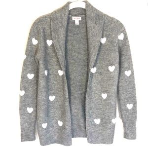 Girls Cat & Jack Gray Heart Embroidered Cardigan